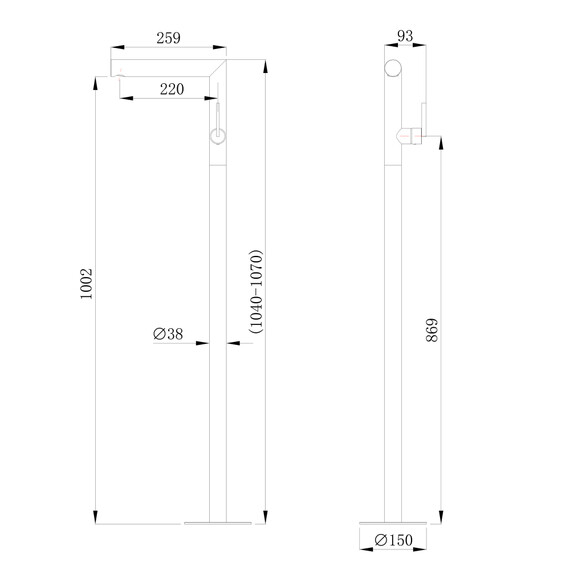 Смеситель для раковины напольный Abber Perfekte 316 AF8A40BGG (со скрытой частью) брашированная оружейная сталь фото 3