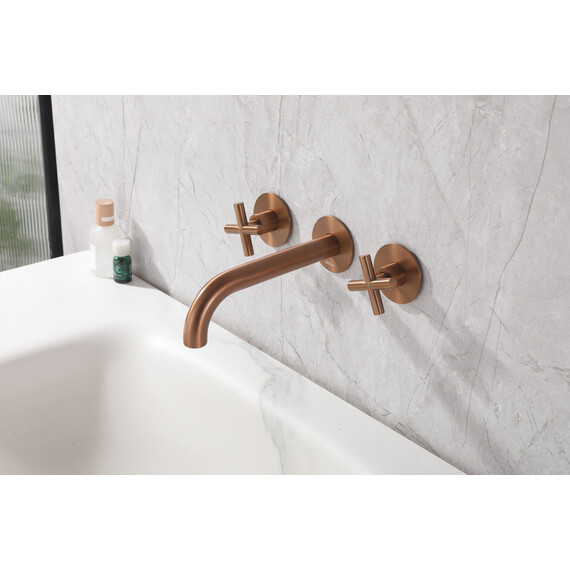 Смеситель для раковины настенный Abber Wasser Kreis AF81121MRG (со скрытой частью) розовое золото матовое фото 2