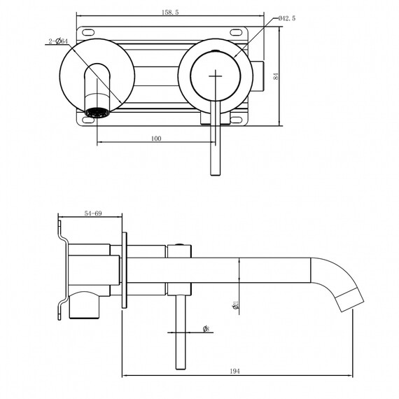 Смеситель для раковины настенный Abber Wasser Kreis 316 AF8112BST-M (со скрытой частью) брашированная сталь фото 13