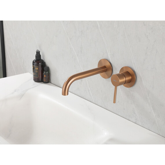 Смеситель для раковины настенный Abber Wasser Kreis AF8112MRG (со скрытой частью) розовое золото матовое фото 2