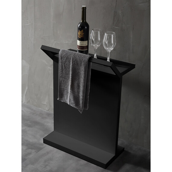 Столик для ванной комнаты ABBER Stein AS1637MB с полотенцедержателем, цвет чёрный матовый фото 