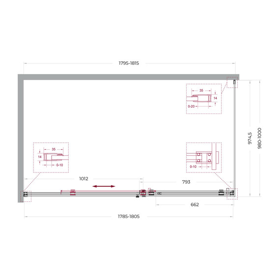 Душевое ограждение BelBagno 180x100 см SOFT_CLOSE-2-AH-1-180/100-C-GM (стекло 8 мм) оружейная сталь/прозрачное фото 10