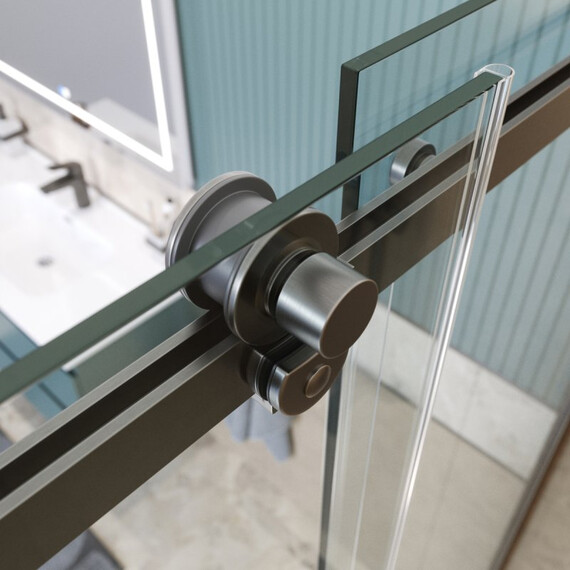 Душевое ограждение BelBagno 180x100 см SOFT_CLOSE-2-AH-1-180/100-C-GM (стекло 8 мм) оружейная сталь/прозрачное фото 5