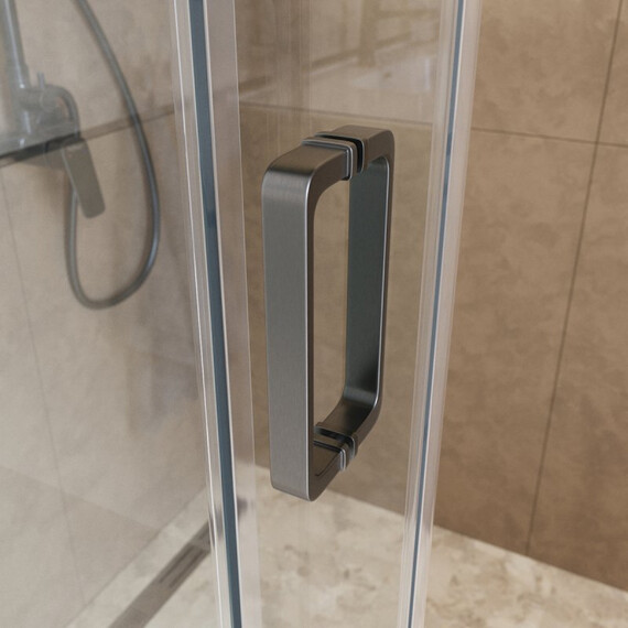 Душевое ограждение BelBagno 180x80 см SOFT_CLOSE-2-AH-1-180/80-C-GM (стекло 8 мм) оружейная сталь/прозрачное фото 5