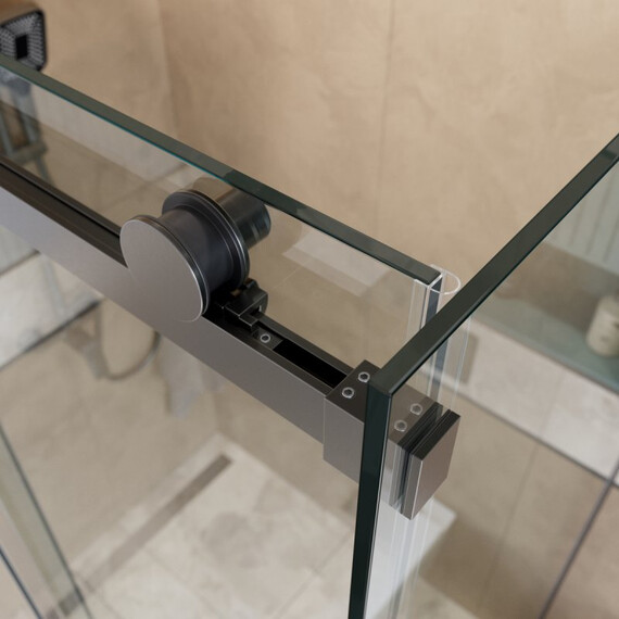 Душевое ограждение BelBagno 180x80 см SOFT_CLOSE-2-AH-1-180/80-C-GM (стекло 8 мм) оружейная сталь/прозрачное фото 6