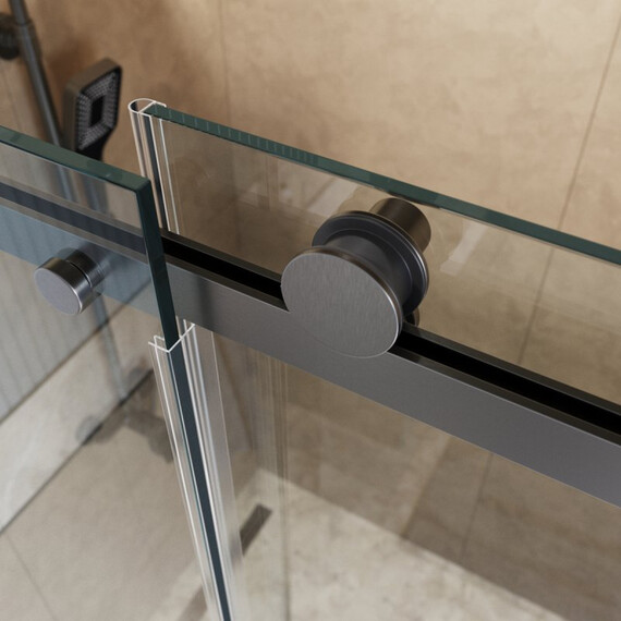 Душевая дверь BelBagno 110 см SOFT_CLOSE-2-BF-1-110-C-GM (стекло 8 мм) оружейная сталь/прозрачное фото 5