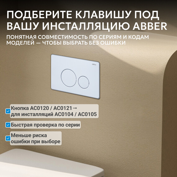 Кнопка смыва Abber AC0121MW, белый матовый фото 6