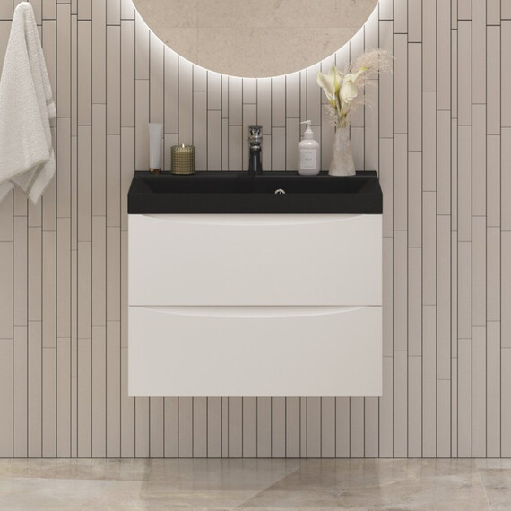 Тумба подвесная с раковиной BelBagno MARINO-600-2C-SO-BL-P 60 см (раковина BB600/450-LV-ART-AST-NERO) Bianco Lucido фото 4