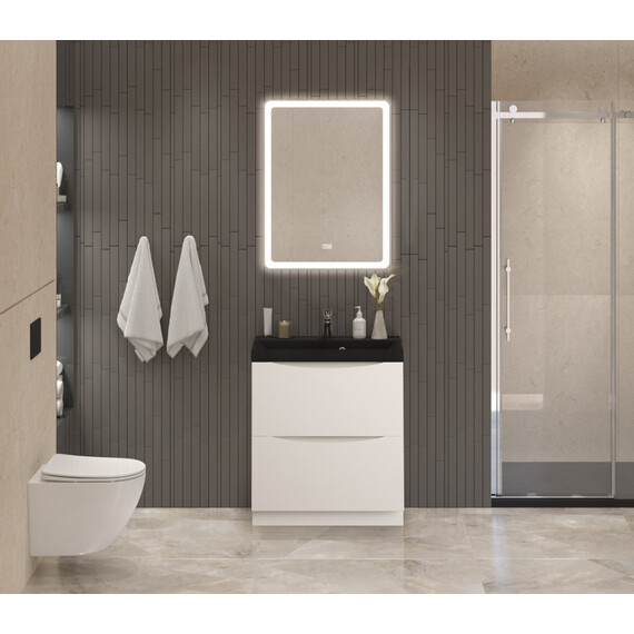 Тумба напольная с раковиной BelBagno 60 см MARINO-600-2C-PIA-BL-P (раковина BB600/450-LV-ART-AST-NERO) Bianco Lucido фото 4