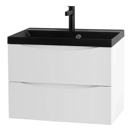 Тумба подвесная с раковиной BelBagno 60 см MARINO-600-2C-SO-BO-P (раковина BB600/450-LV-ART-AST-NERO) Bianco Opaco фото 