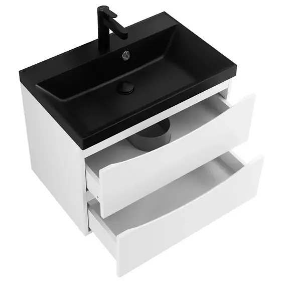 Тумба подвесная с раковиной BelBagno 60 см MARINO-600-2C-SO-BO-P (раковина BB600/450-LV-ART-AST-NERO) Bianco Opaco фото 4