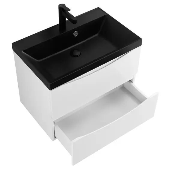 Тумба подвесная с раковиной BelBagno 60 см MARINO-600-2C-SO-BO-P (раковина BB600/450-LV-ART-AST-NERO) Bianco Opaco фото 5