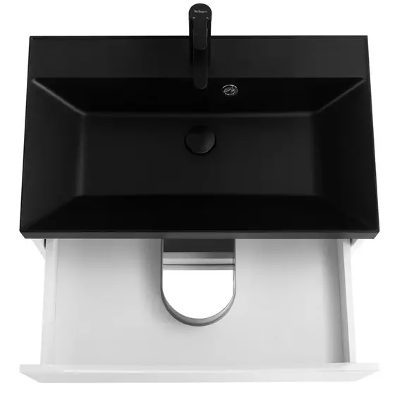 Тумба подвесная с раковиной BelBagno 60 см MARINO-600-2C-SO-BO-P (раковина BB600/450-LV-ART-AST-NERO) Bianco Opaco фото 6