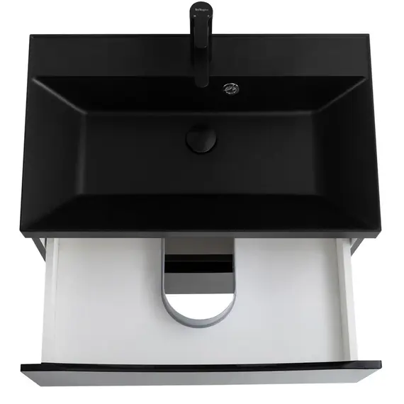 Тумба подвесная с раковиной BelBagno 60 см MARINO-600-2C-SO-NL-P (раковина BB600/450-LV-ART-AST-NERO) Nero Lucido фото 7