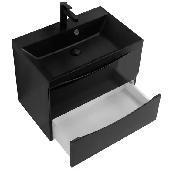 Тумба подвесная с раковиной BelBagno 60 см MARINO-600-2C-SO-NL-P (раковина BB600/450-LV-ART-AST-NERO) Nero Lucido фото 5