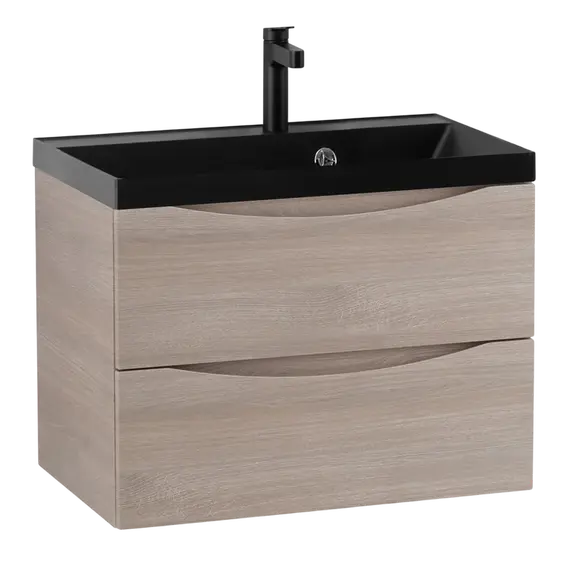 Тумба подвесная с раковиной BelBagno 60 см MARINO-600-2C-SO-RG-P (раковина BB600/450-LV-ART-AST-NERO) Rovere Grigio фото 