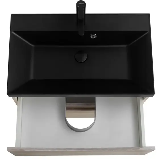 Тумба подвесная с раковиной BelBagno 60 см MARINO-600-2C-SO-RG-P (раковина BB600/450-LV-ART-AST-NERO) Rovere Grigio фото 7