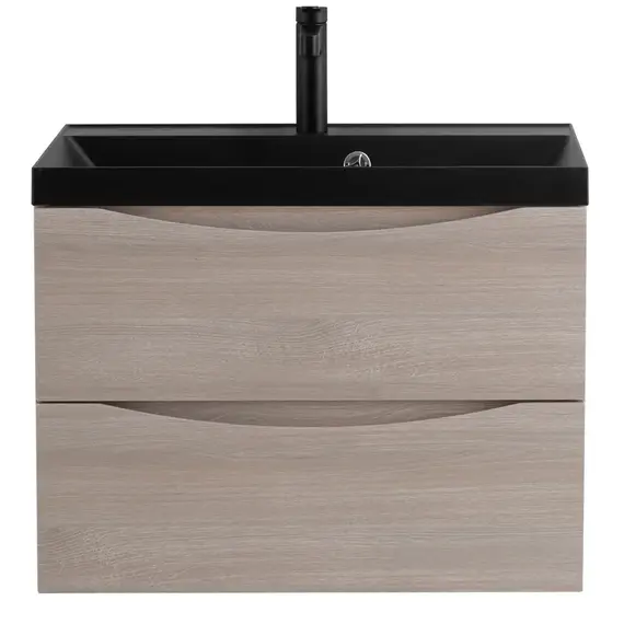 Тумба подвесная с раковиной BelBagno 60 см MARINO-600-2C-SO-RG-P (раковина BB600/450-LV-ART-AST-NERO) Rovere Grigio фото 4