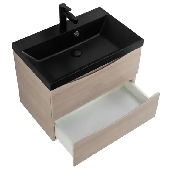 Тумба подвесная с раковиной BelBagno 60 см MARINO-600-2C-SO-RG-P (раковина BB600/450-LV-ART-AST-NERO) Rovere Grigio фото 6