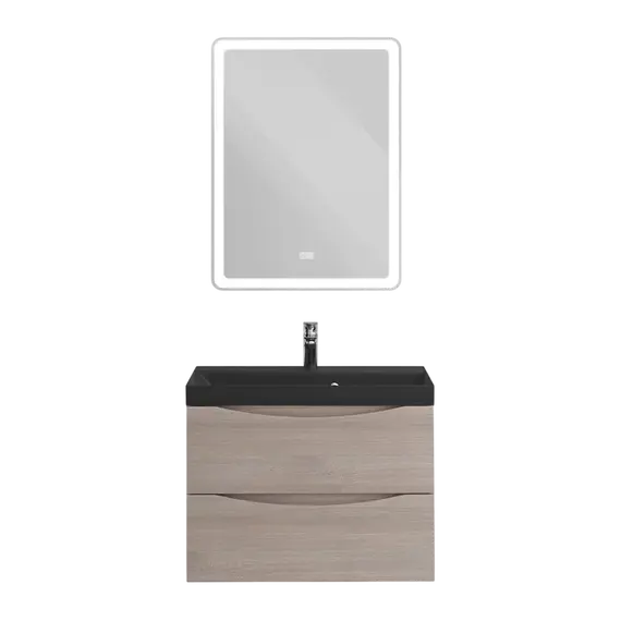 Тумба подвесная с раковиной BelBagno 60 см MARINO-600-2C-SO-RG-P (раковина BB600/450-LV-ART-AST-NERO) Rovere Grigio фото 8