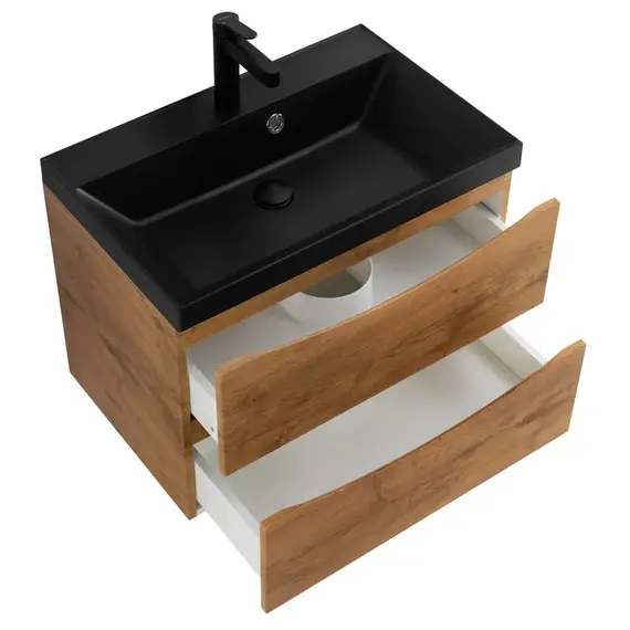 Тумба подвесная с раковиной BelBagno 60 см MARINO-600-2C-SO-RN-P (раковина BB600/450-LV-ART-AST-NERO) Rovere Nature фото 5