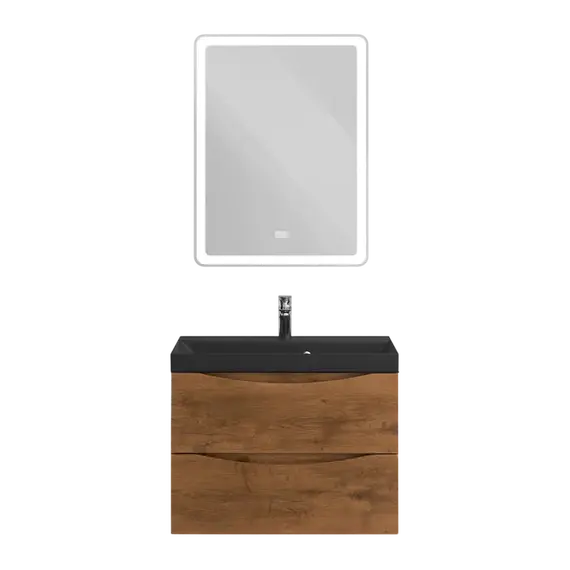 Тумба подвесная с раковиной BelBagno 60 см MARINO-600-2C-SO-RN-P (раковина BB600/450-LV-ART-AST-NERO) Rovere Nature фото 8