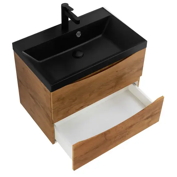 Тумба подвесная с раковиной BelBagno 60 см MARINO-600-2C-SO-RN-P (раковина BB600/450-LV-ART-AST-NERO) Rovere Nature фото 6