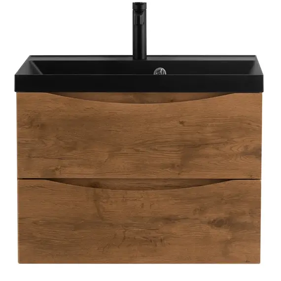 Тумба подвесная с раковиной BelBagno 60 см MARINO-600-2C-SO-RN-P (раковина BB600/450-LV-ART-AST-NERO) Rovere Nature фото 4
