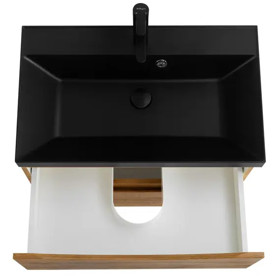 Тумба подвесная с раковиной BelBagno 60 см MARINO-600-2C-SO-RN-P (раковина BB600/450-LV-ART-AST-NERO) Rovere Nature фото 7