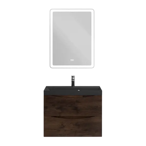 Тумба подвесная с раковиной BelBagno 60 см MARINO-600-2C-SO-RW-P (раковина BB600/450-LV-ART-AST-NERO) Rovere Moro фото 7