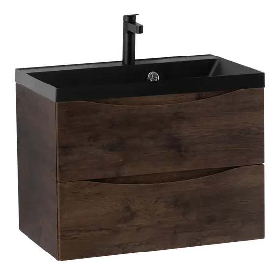 Тумба подвесная с раковиной BelBagno 60 см MARINO-600-2C-SO-RW-P (раковина BB600/450-LV-ART-AST-NERO) Rovere Moro фото 