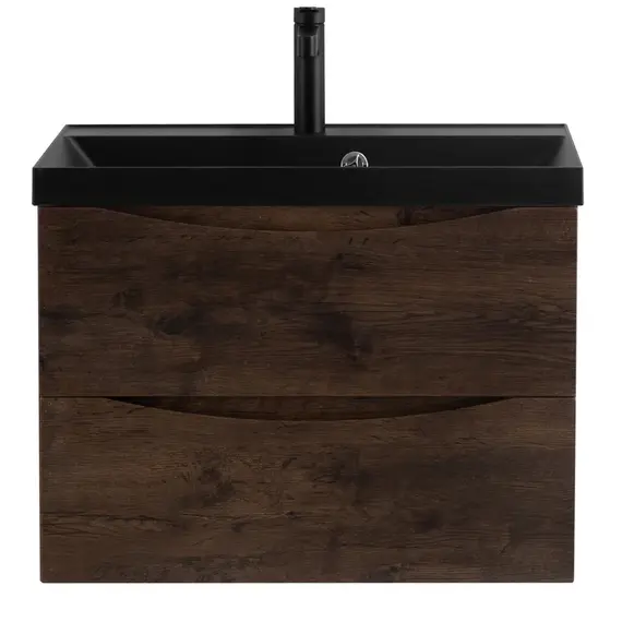 Тумба подвесная с раковиной BelBagno 60 см MARINO-600-2C-SO-RW-P (раковина BB600/450-LV-ART-AST-NERO) Rovere Moro фото 3