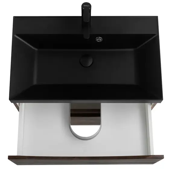 Тумба подвесная с раковиной BelBagno 60 см MARINO-600-2C-SO-RW-P (раковина BB600/450-LV-ART-AST-NERO) Rovere Moro фото 6