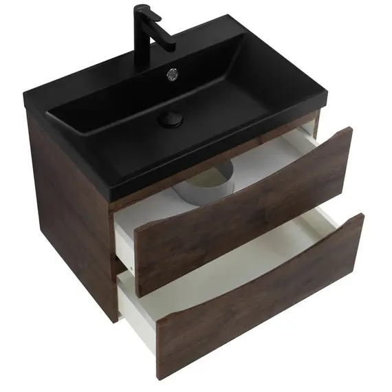 Тумба подвесная с раковиной BelBagno 60 см MARINO-600-2C-SO-RW-P (раковина BB600/450-LV-ART-AST-NERO) Rovere Moro фото 5