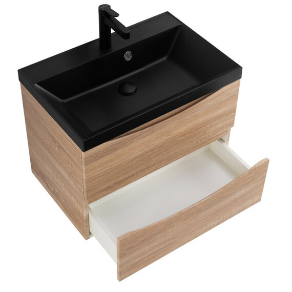 Тумба подвесная с раковиной BelBagno 60 см MARINO-600-2C-SO-WO-P (раковина BB600/450-LV-ART-AST-NERO) Rovere Bianco фото 
