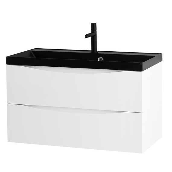 Тумба подвесная с раковиной BelBagno 80 см MARINO-800-2C-SO-BO-P (раковина BB800/450-LV-ART-PR-NERO) Bianco Opaco фото 4