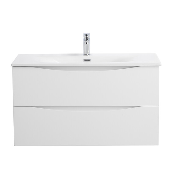 Тумба подвесная с раковиной BelBagno 80 см MARINO-CER-N-800-2C-SO-BL-P, bianco lucido фото 