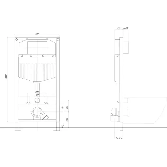 Инсталляция с подвесным унитазом комплект AQUATEK INS-0000023, унитаз безободковый Aquatek Ника AQ2009-00 с тонкой крышкой sc, крепление, кнопка смыва на выбор фото 14
