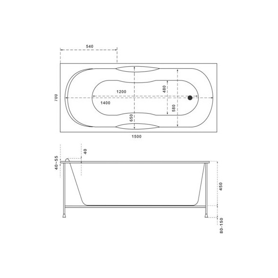 Ванна акриловая Bas Рио 150x70 см, Размер - мм: 1500х700 - 5 Ванна акриловая Bas Рио 150x70 см, Размер - мм: 1500х700 фото 5