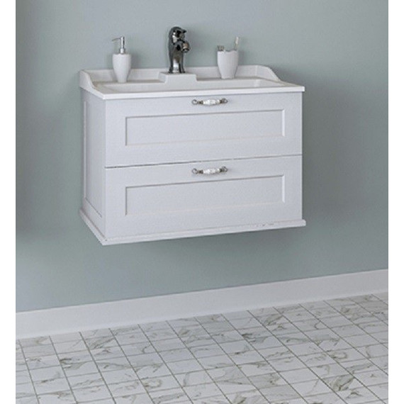 Тумба подвесная с раковиной Акватон Леон 65 см 1A1870K0LBPS0, дуб белый фото 6