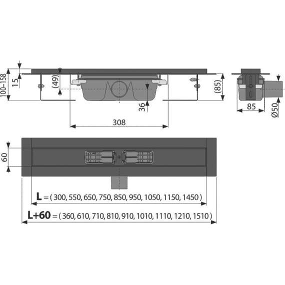 Трап AlcaPlast APZ1BLACK-850, Цвет производителя: чёрный, Размер трапа: 850 фото 2