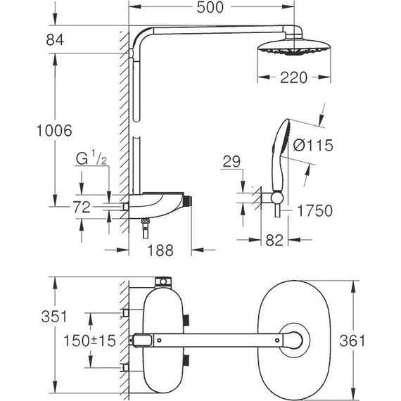 Душевая стойка с термостатом Grohe Rainshower System SmartControl 360 Duo 26250000 фото 7