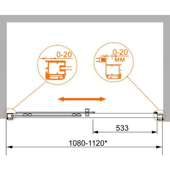 Душевая дверь Cezares Anima BF-1 110 см хром/прозрачное фото 2