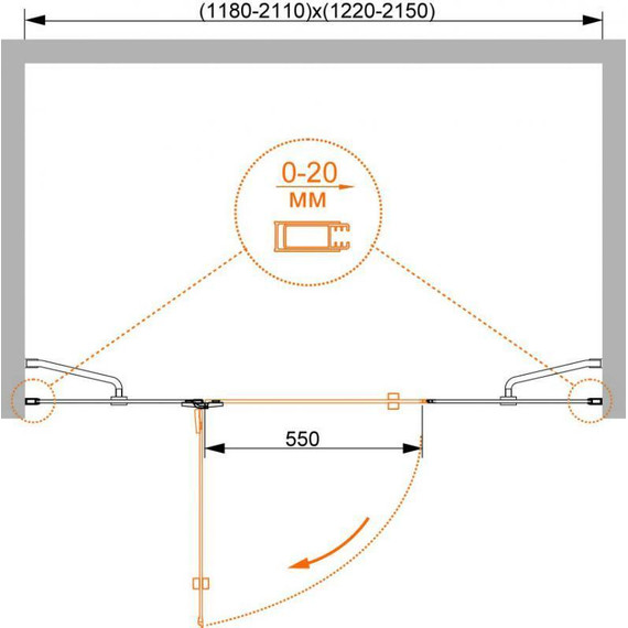 Душевая дверь Cezares Bergamo B-13 120 см L/R хром/матовое фото 5