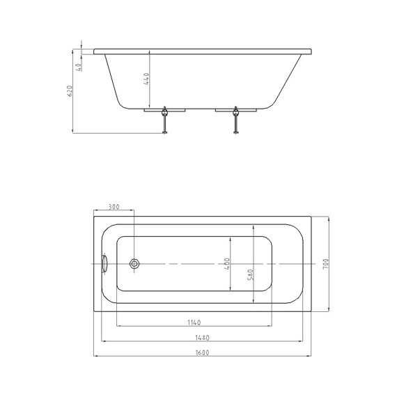 Ванна акриловая Aquatek Мия 160х70 см MIY160-0000001, Размер - мм: 1600х700 фото 13