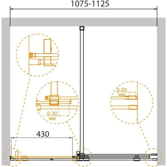 Душевая дверь Cezares Stream BF-1 110 см (стекло 8 мм), хром/прозрачное - 2 Душевая дверь Cezares Stream BF-1 110 см (стекло 8 мм), хром/прозрачное фото 2