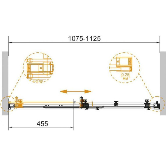 Душевая дверь Cezares Stylus-Soft BF-1 110 см хром/прозрачное фото 2