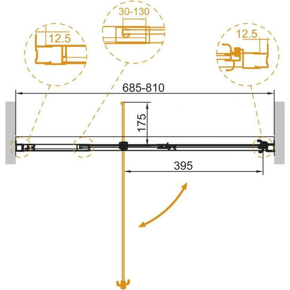 Душевая дверь Cezares Variante B-1 70/80 см хром/прозрачное фото 2