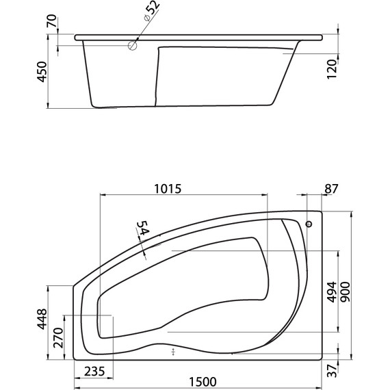 Ванна акриловая Santek Майорка 150x90 см 1.WH11.1.984 L, Размер - мм: 1500х900 фото 2