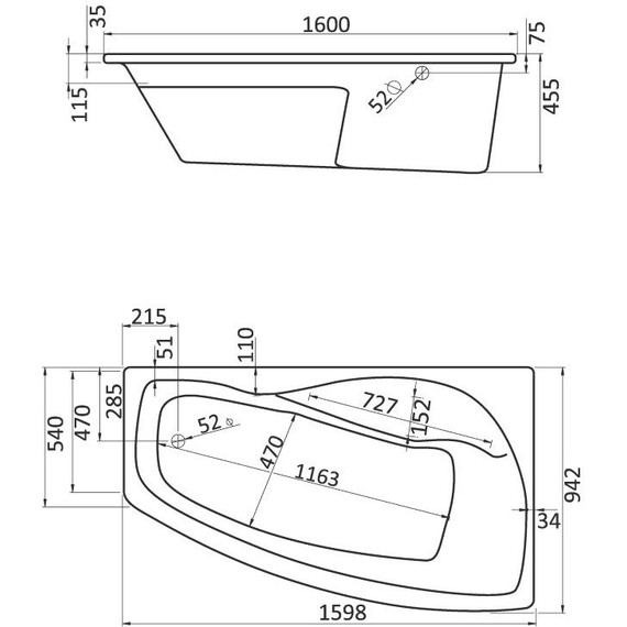 Ванна акриловая Santek Майорка XL 160x95 см 1.WH11.1.991 L, Размер - мм: 1600х950 фото 2